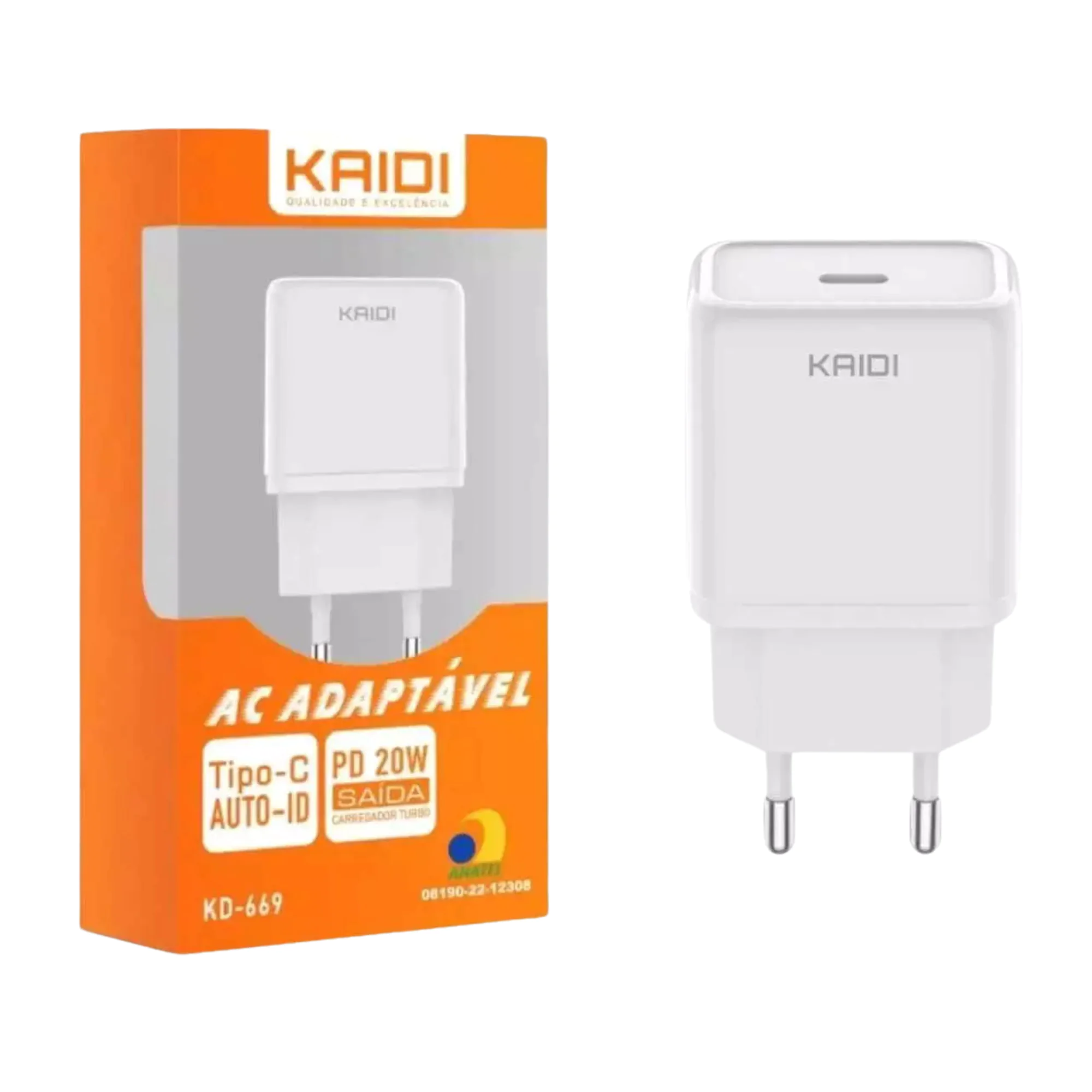FONTE TURBO USB-C 20W KAIDI