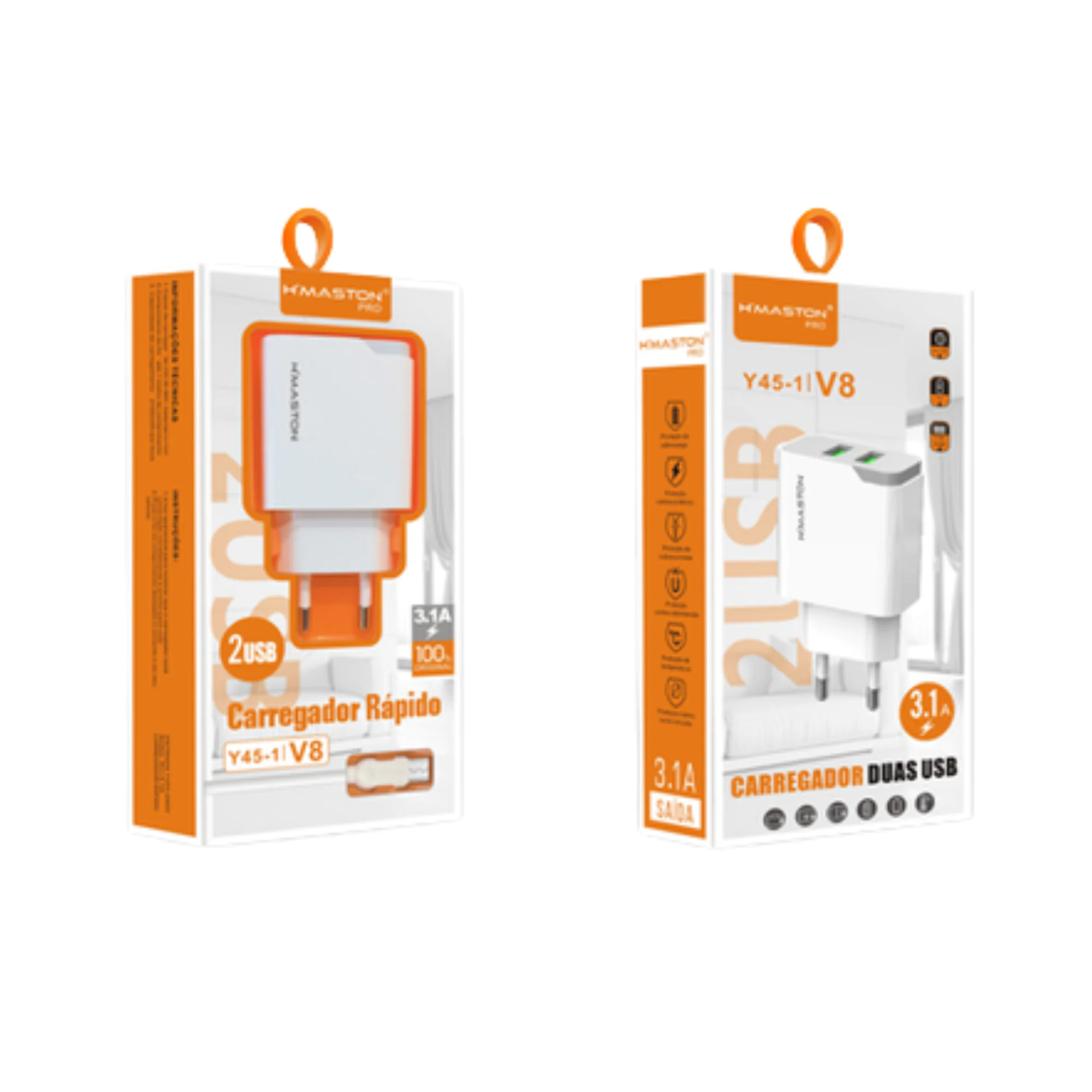 CARREGADOR HMASTON TURBO 4.8A (Y45-3) – TYPE C – 2 USB CARREGADOR HMASTON TURBO 4.8A (Y45-3) – TYPE C – 2 USB