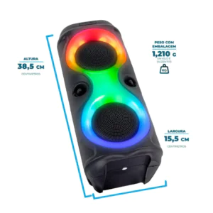 CAIXA DE SOM BLUETOOTH COM LED HMASTON 4X2 POLEGADAS