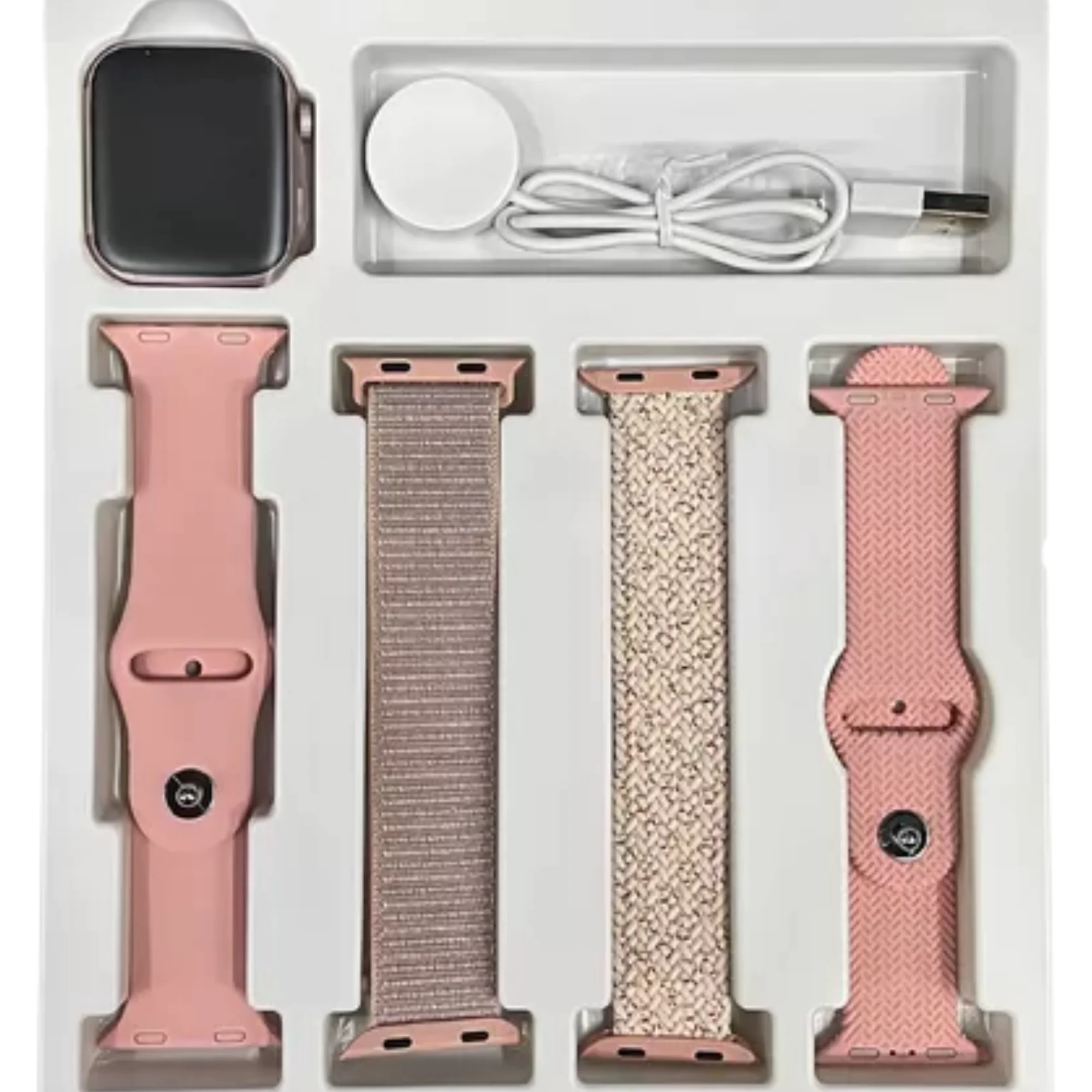 SMARTWATCH W62 PRO MAX COM 4 PULSEIRAS- ROSA