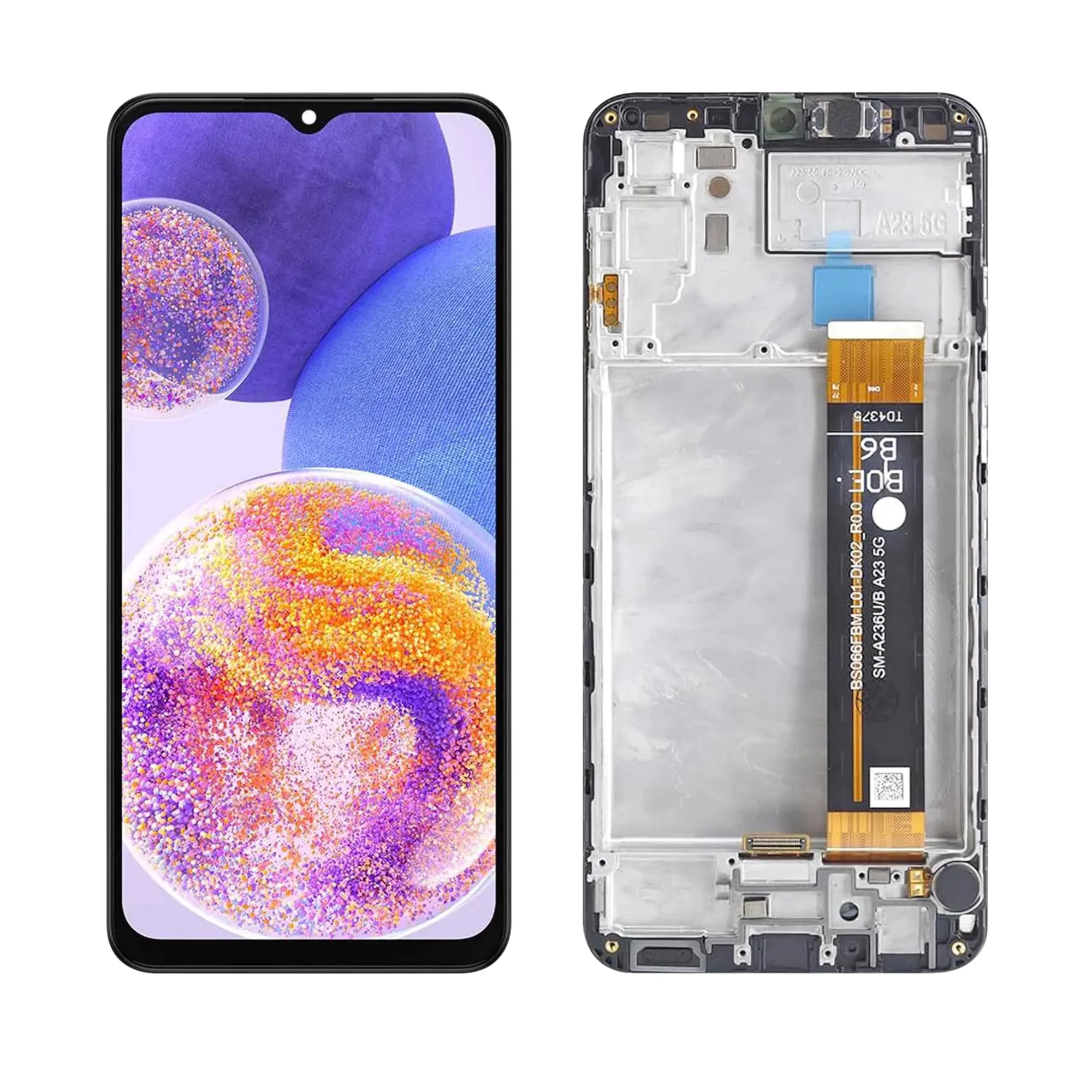 LCD SAMS A23 5G – ORIG VEZR/SVC C/ARO – (A236B) – PRETO