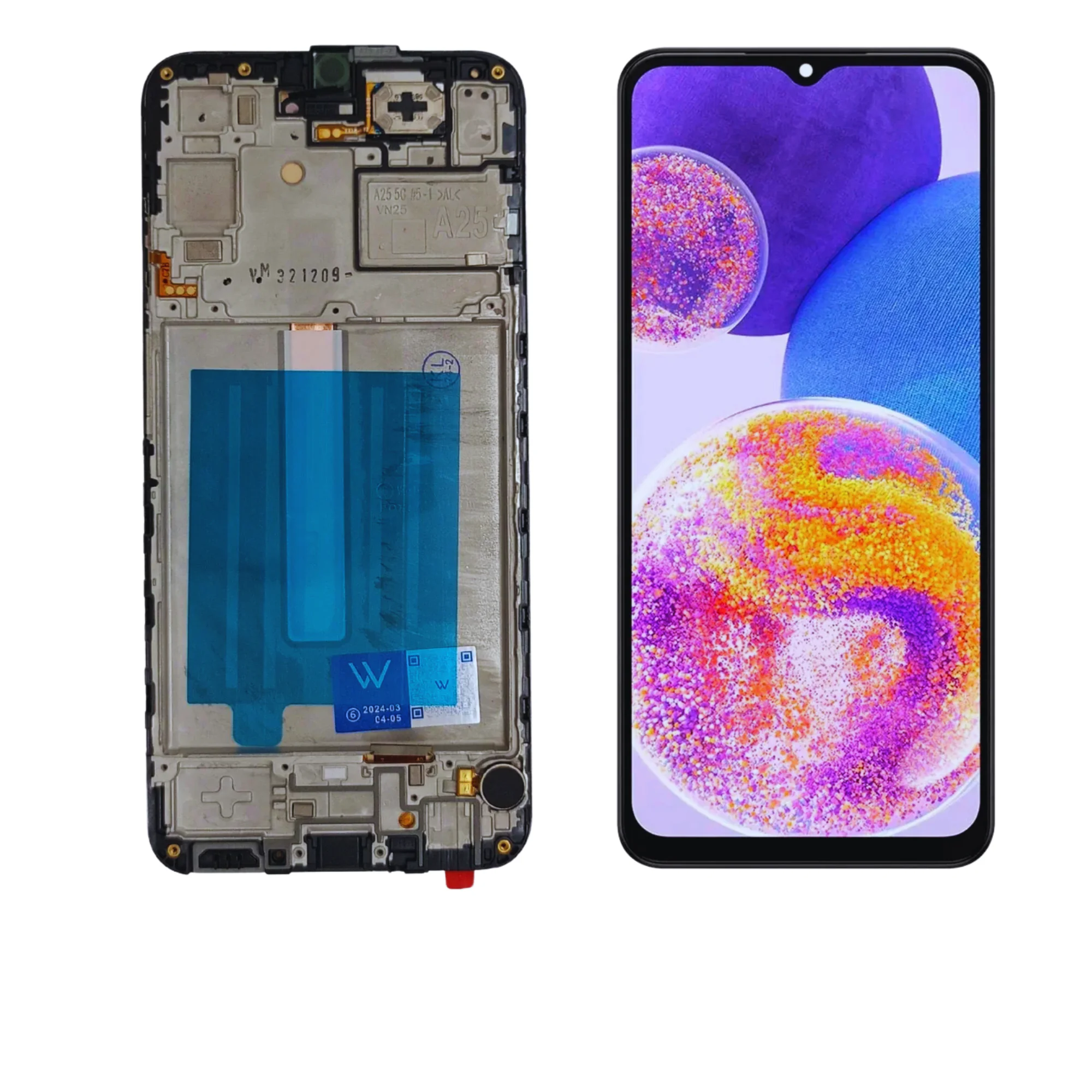 LCD SAMS A25 – ORIG SUNLONG/SVC C/ARO – PRETO (SM-A256F/DS)