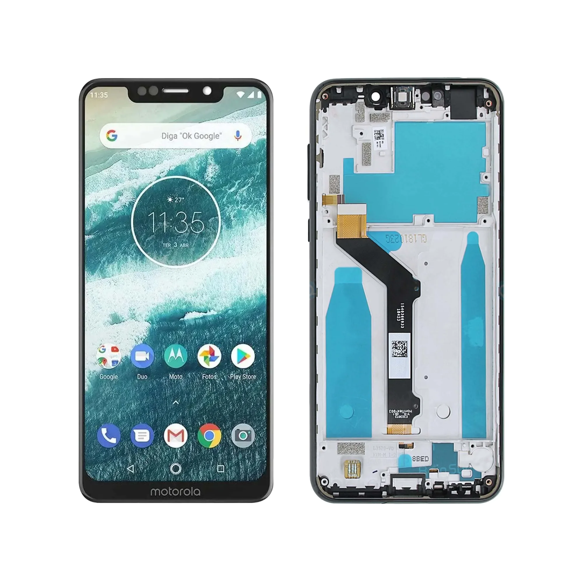 LCD MOTO ONE – ORIG SUNLONG C/ARO – PRETO